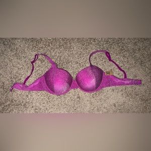 VICTORIAS SECRET SWIM pink sparkle metallic push up bikini top